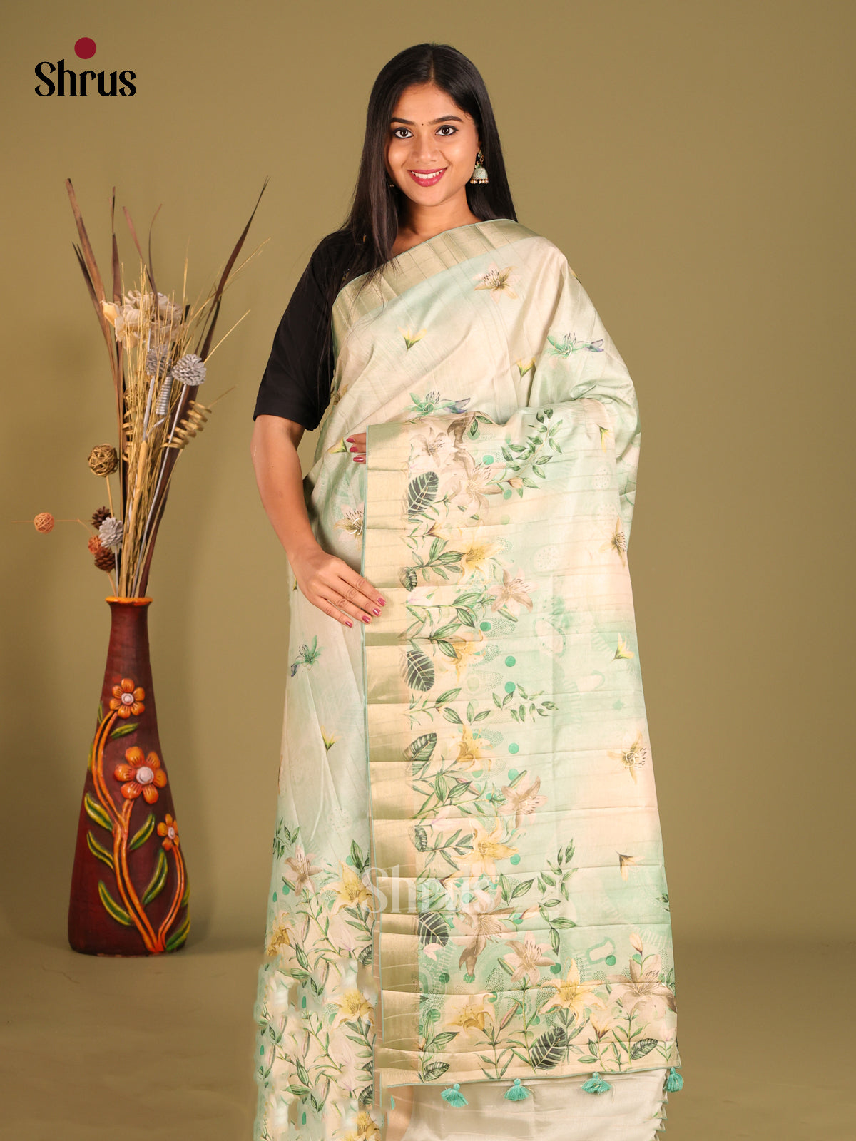 Pastel Green - Semi matka Saree