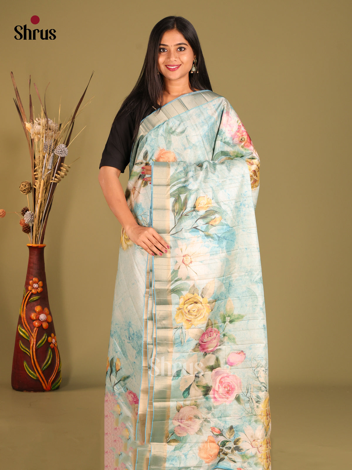 Blue - Semi matka Saree