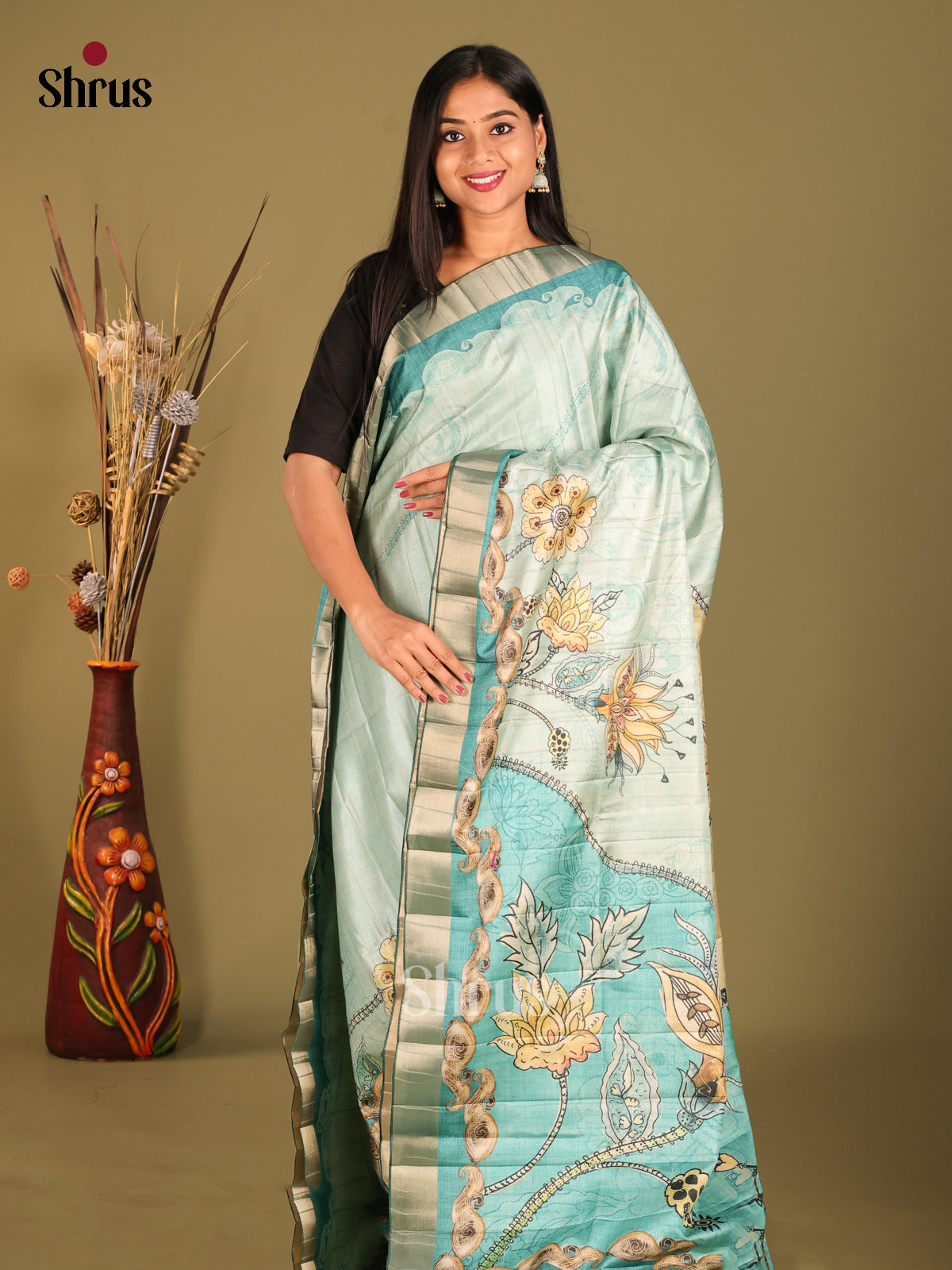 Blue - Semi matka Saree