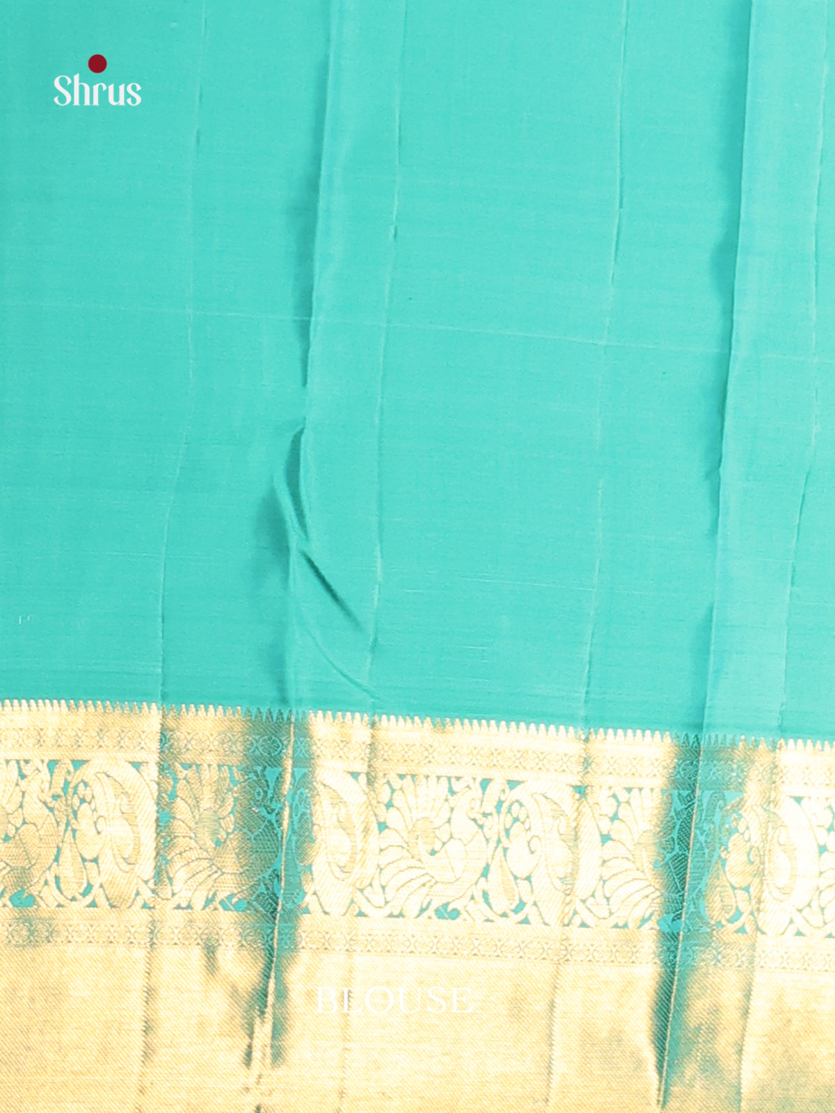 Stunning Red Kanchipuram Silk Saree with golden floral buttas & Teal Green Brocade Pallu -2