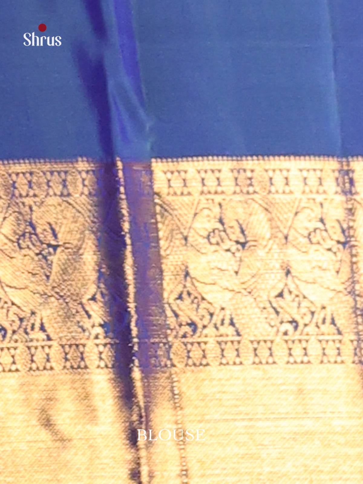 Vivid Blue Kanchipuram Saree with golden floral motifs & Brocade Pallu -2