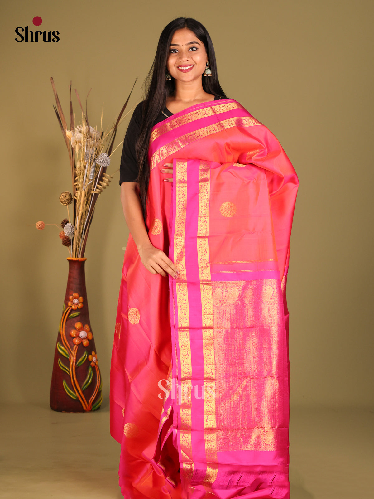 DHS10341 - Kanchipuram Butta design Saree - Shop on Shrus.com