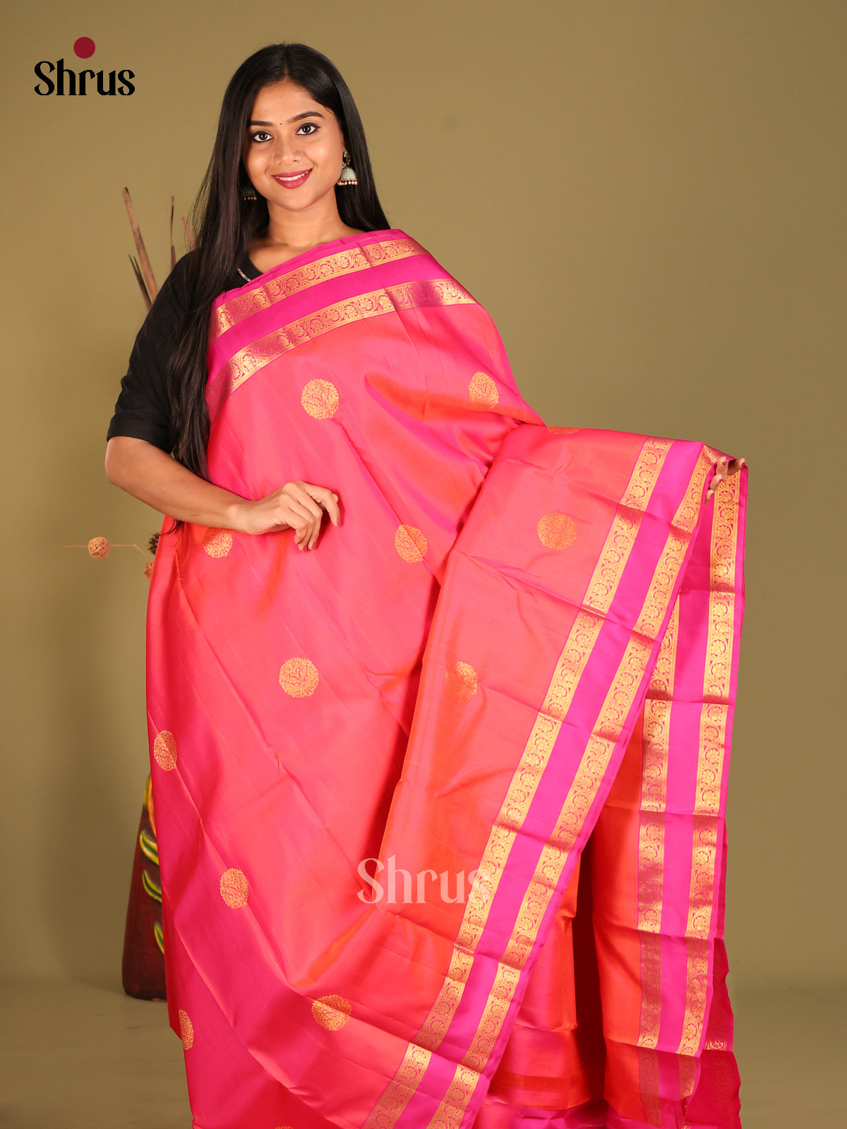DHS10341 - Kanchipuram Butta design Saree - Shop on Shrus.com