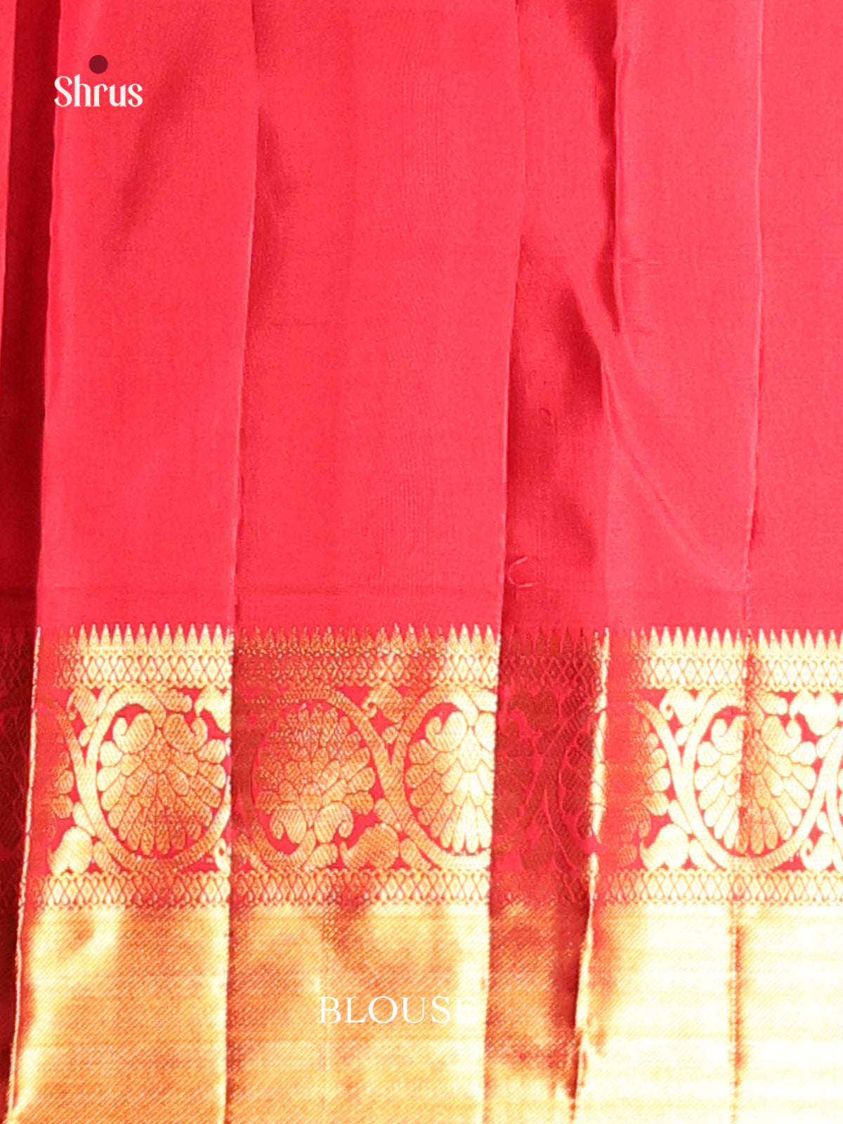 Blue & Red  Kanchipuram Butta design Saree with rich zari border - Shop on Shrus.com