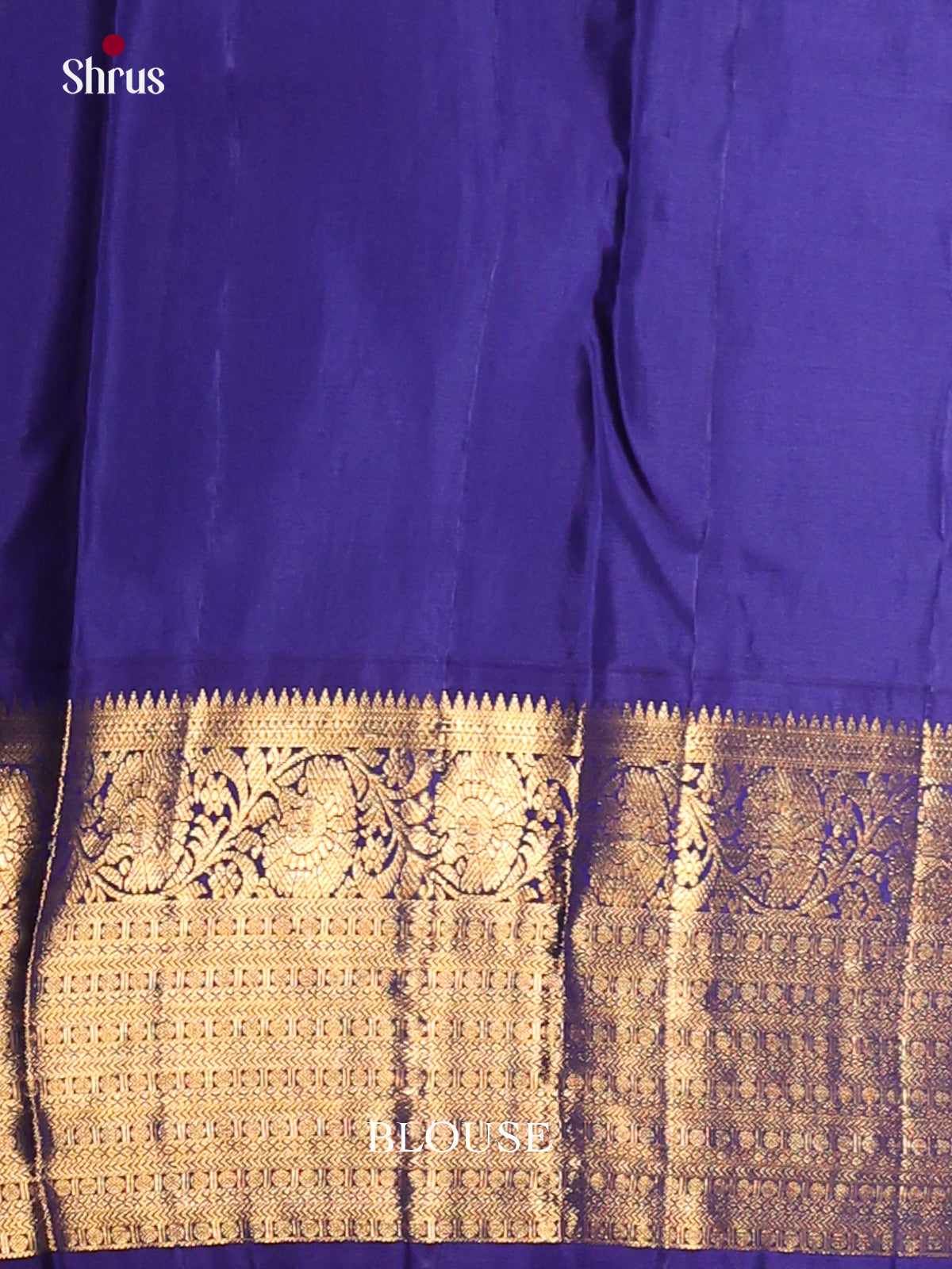 Pastel Blue Kanjivaram Saree with Golden thilagam motifs & Blue Zari Woven Border -2