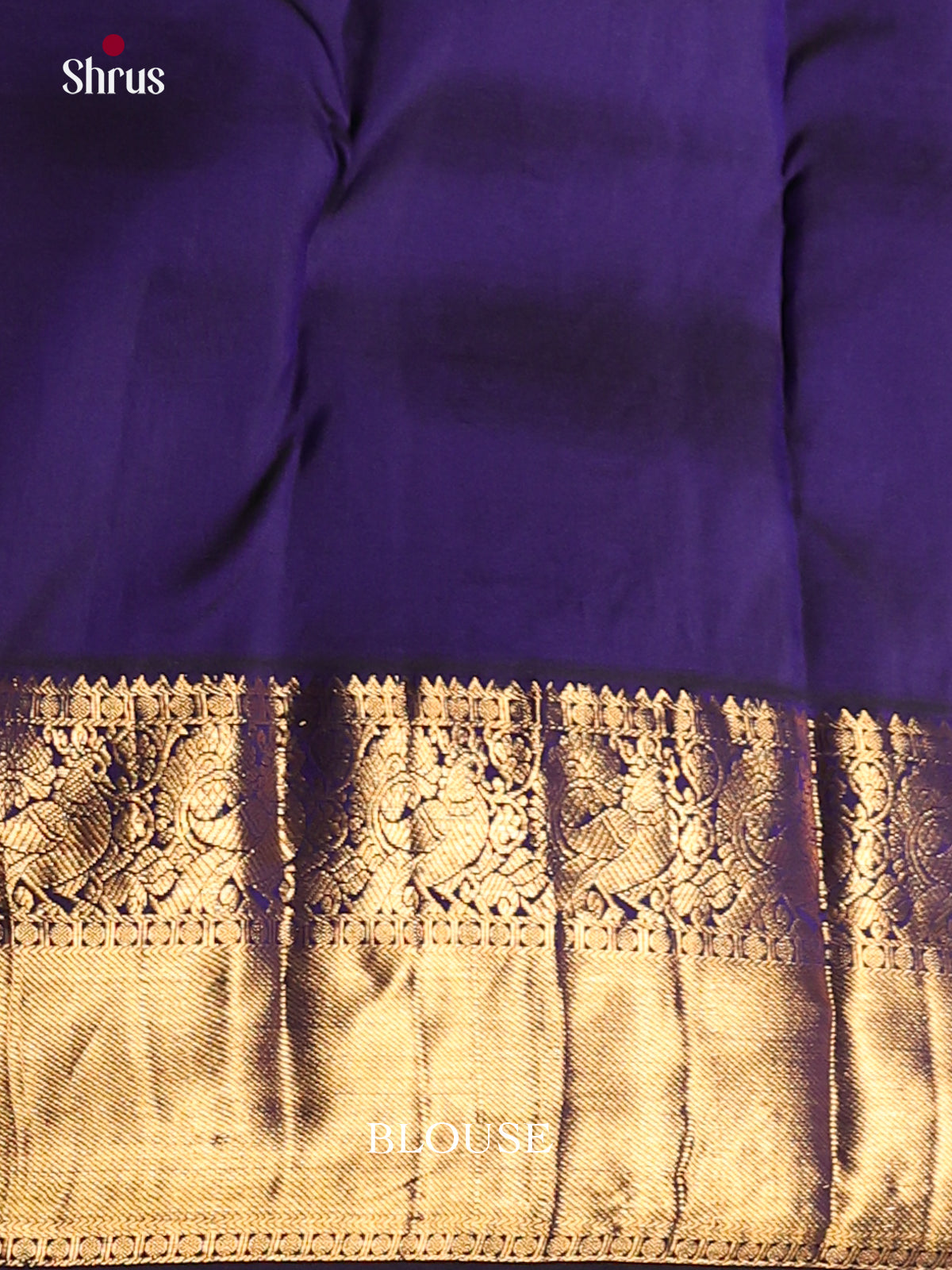 Pretty Pink Kanjivaram Saree with Golden Paisleys & contrast Blue traditional border -2