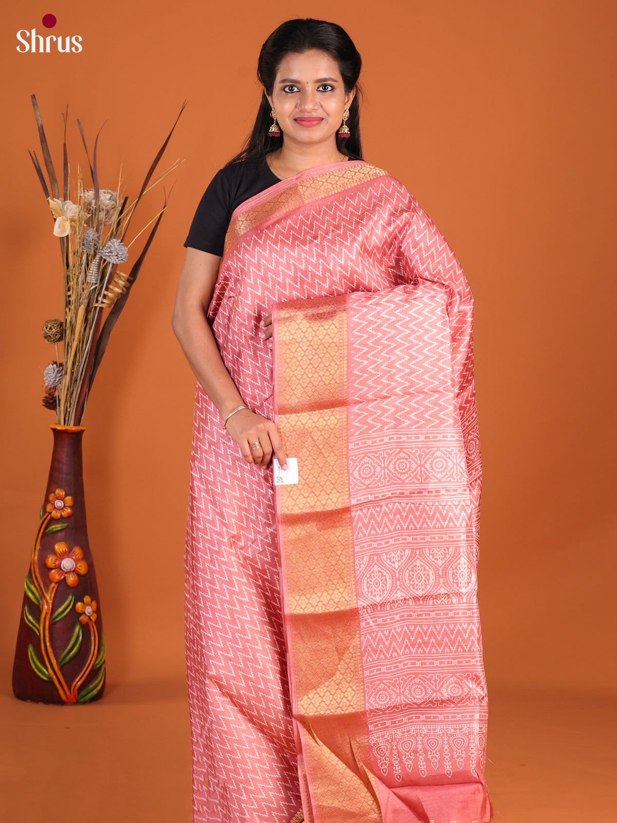 Pink - Semi Crepe Saree - Shop on Shrus.com