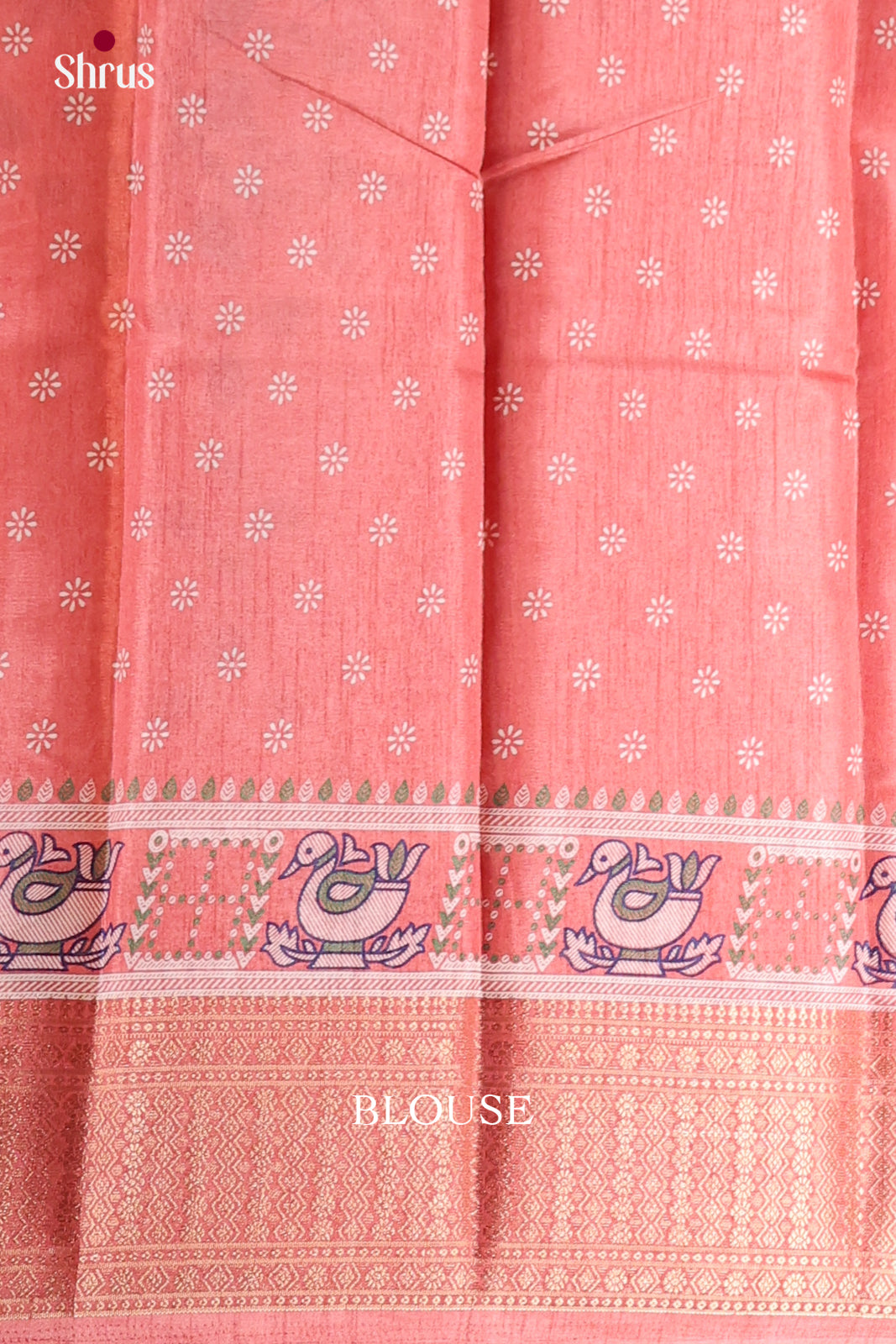 Orangish Pink - Semi Crepe Saree - Shop on Shrus.com