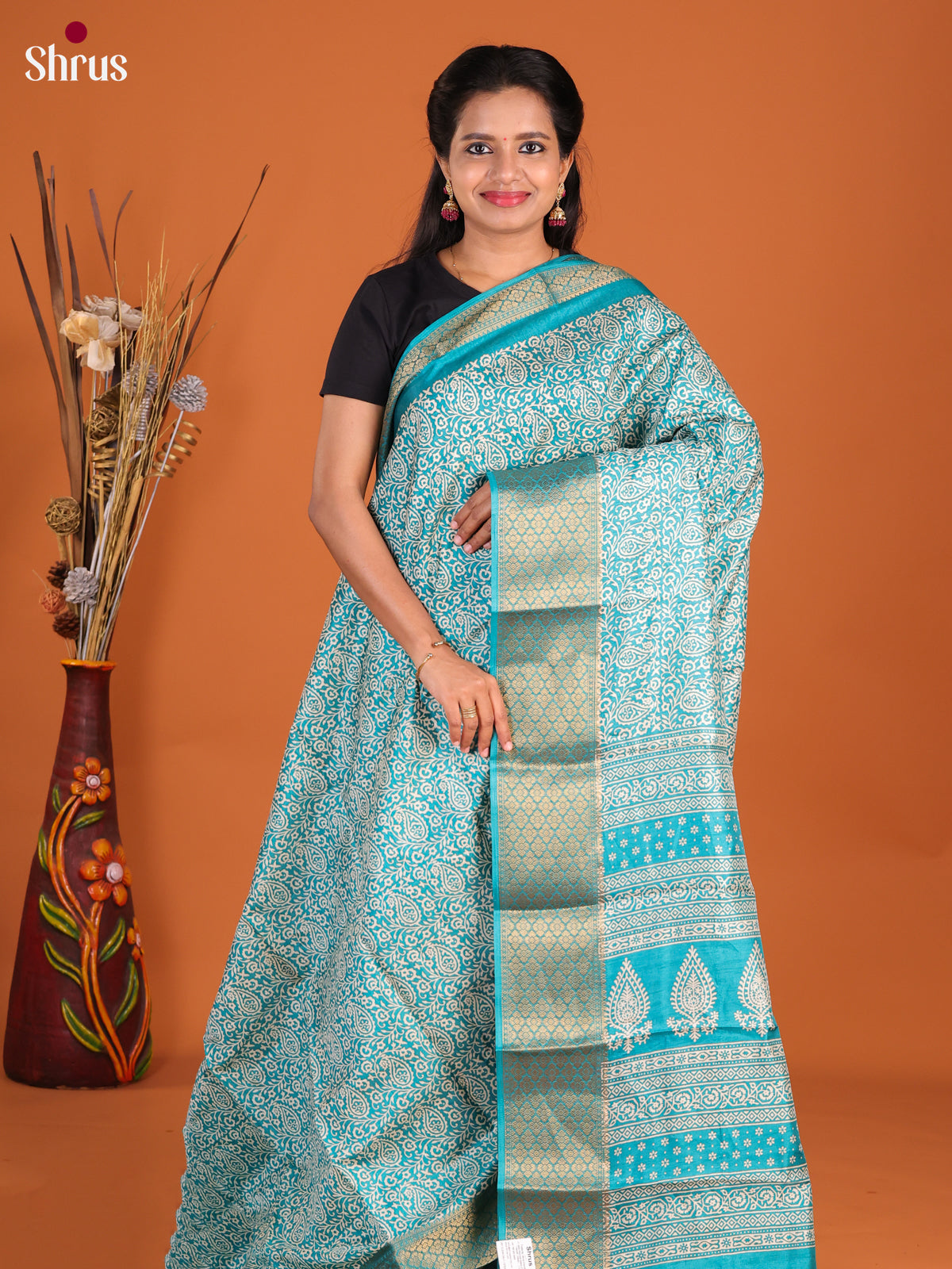 Blue - Semi Crepe Saree