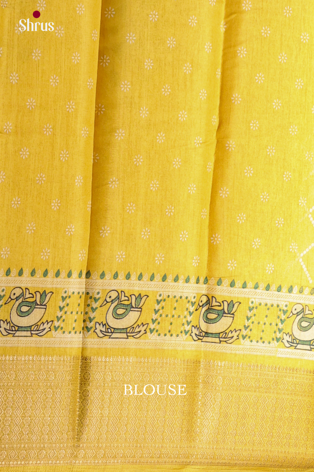 Yellow- Semi Crepe Saree - Shop on Shrus.com