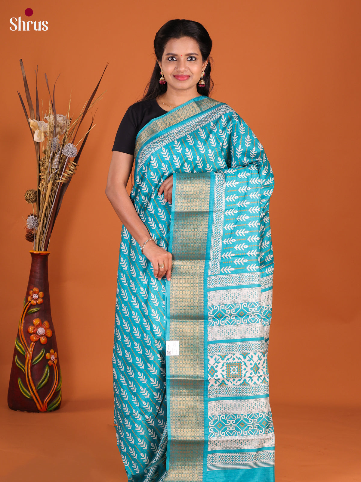 Blue - Semi Crepe Saree