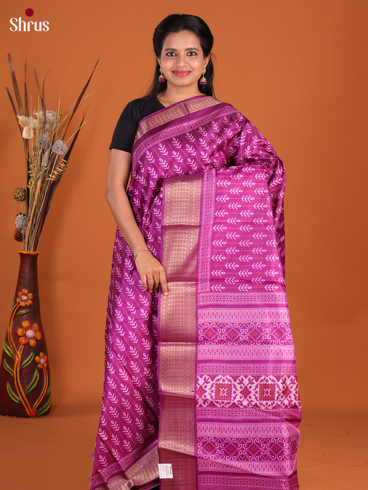 Purple - Semi Crepe Saree - Shop on Shrus.com