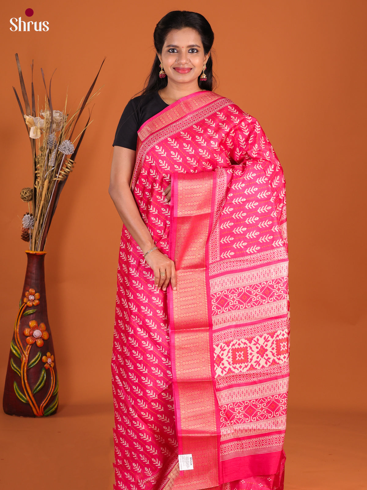 Pink - Semi Crepe Saree - Shop on Shrus.com