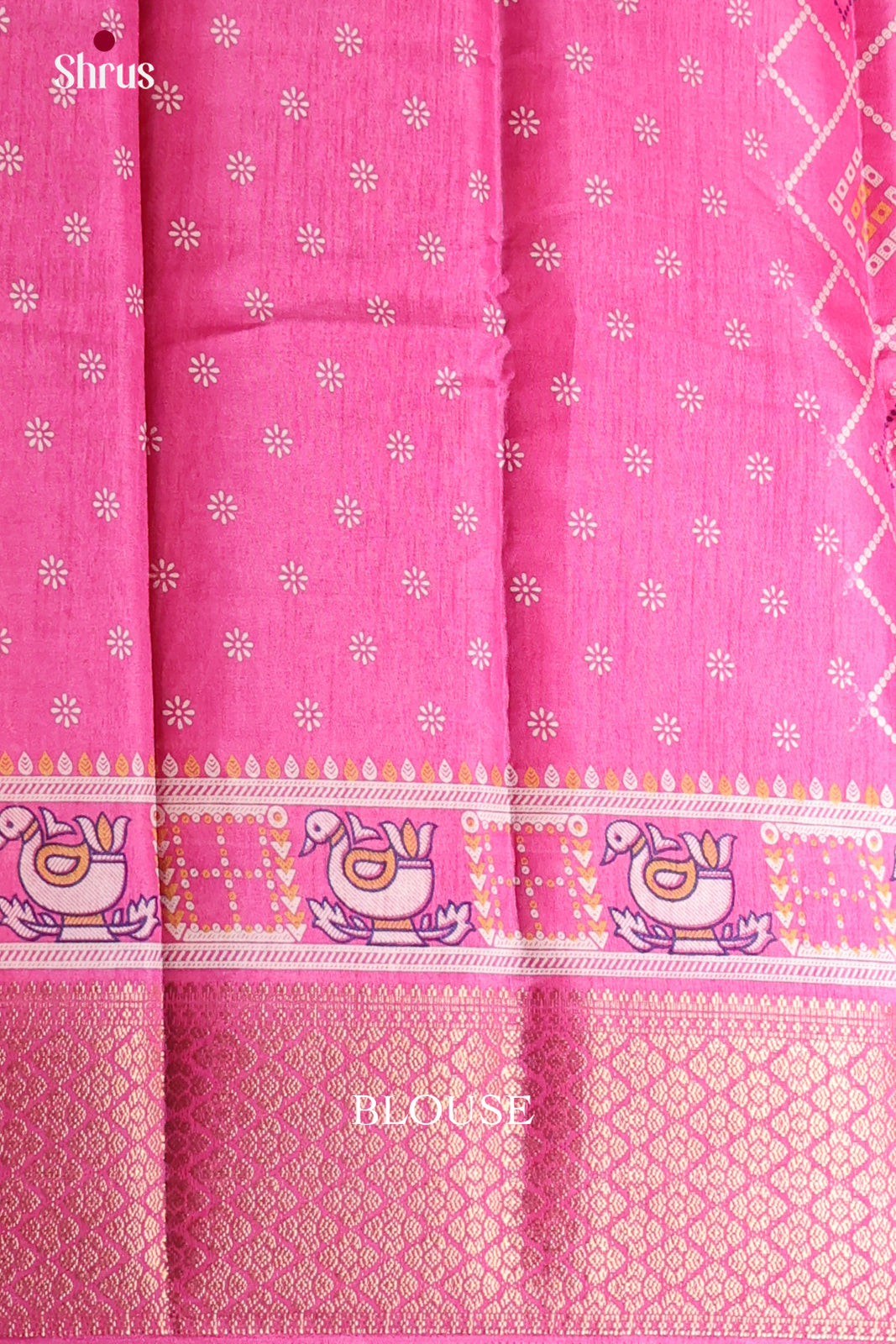 Pink- Semi Crepe Saree - Shop on Shrus.com