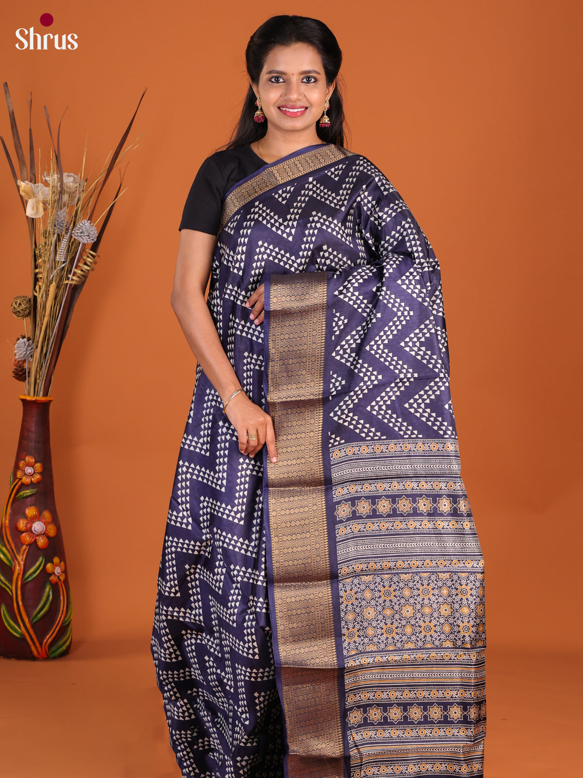 Blue- Semi Crepe Saree