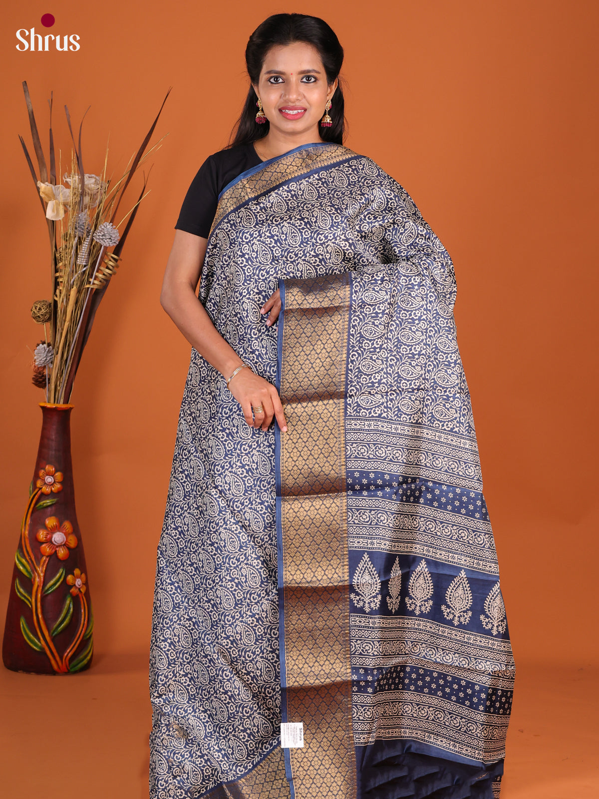 Blue- Semi Crepe Saree