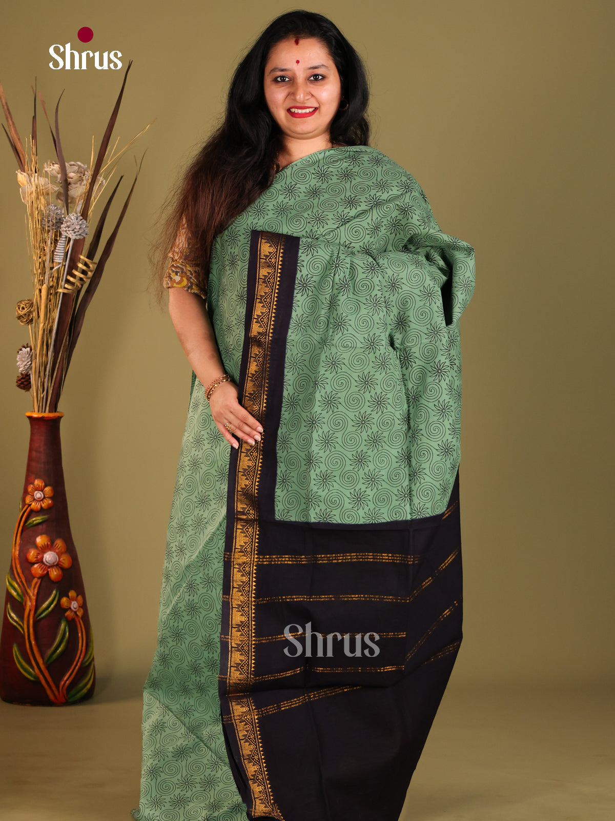 Green & Blue - Sungudi Cotton Saree - Shop on Shrus.com