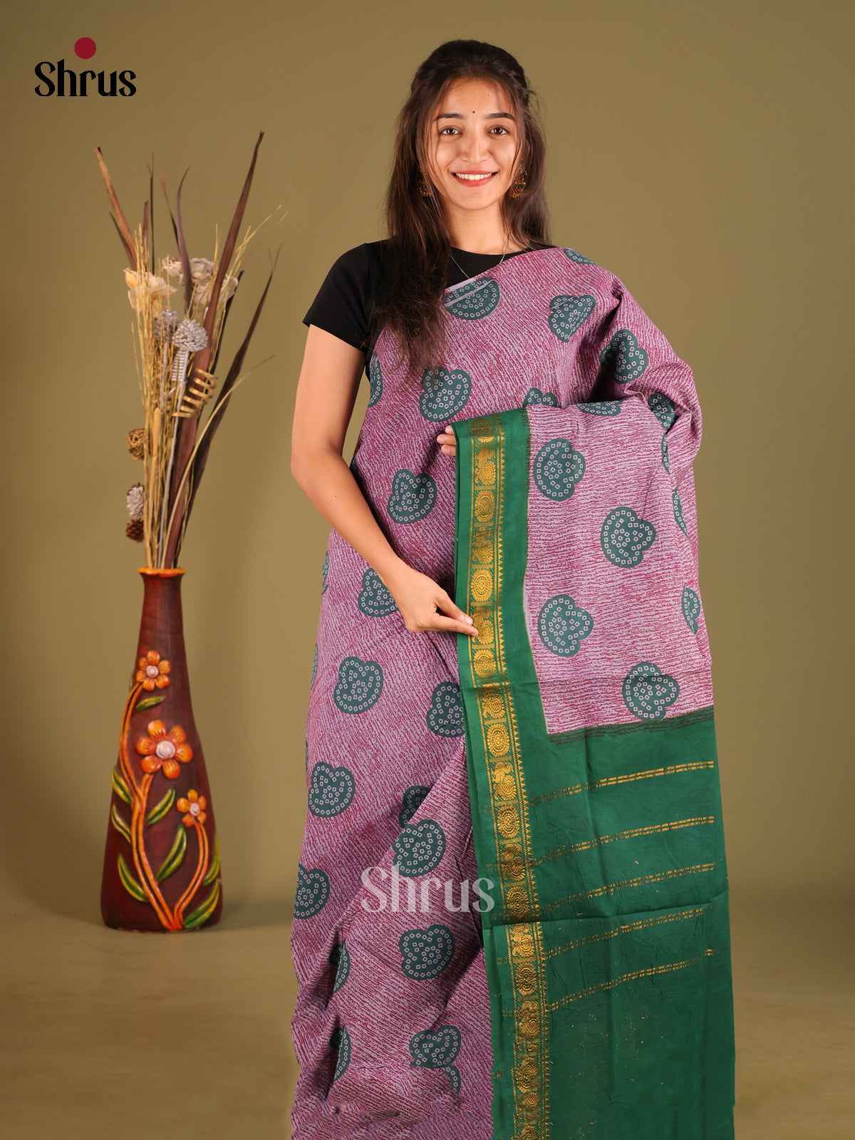 DHS11035 - Sungudi Cotton Saree - Shop on Shrus.com