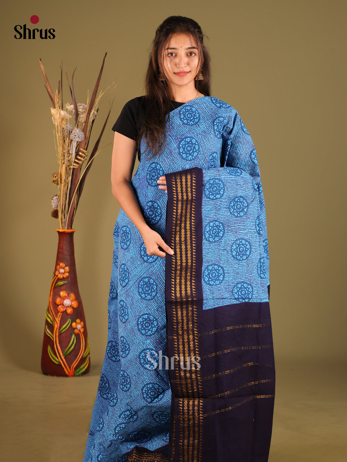 DHS11038 - Sungudi Cotton Saree - Shop on Shrus.com