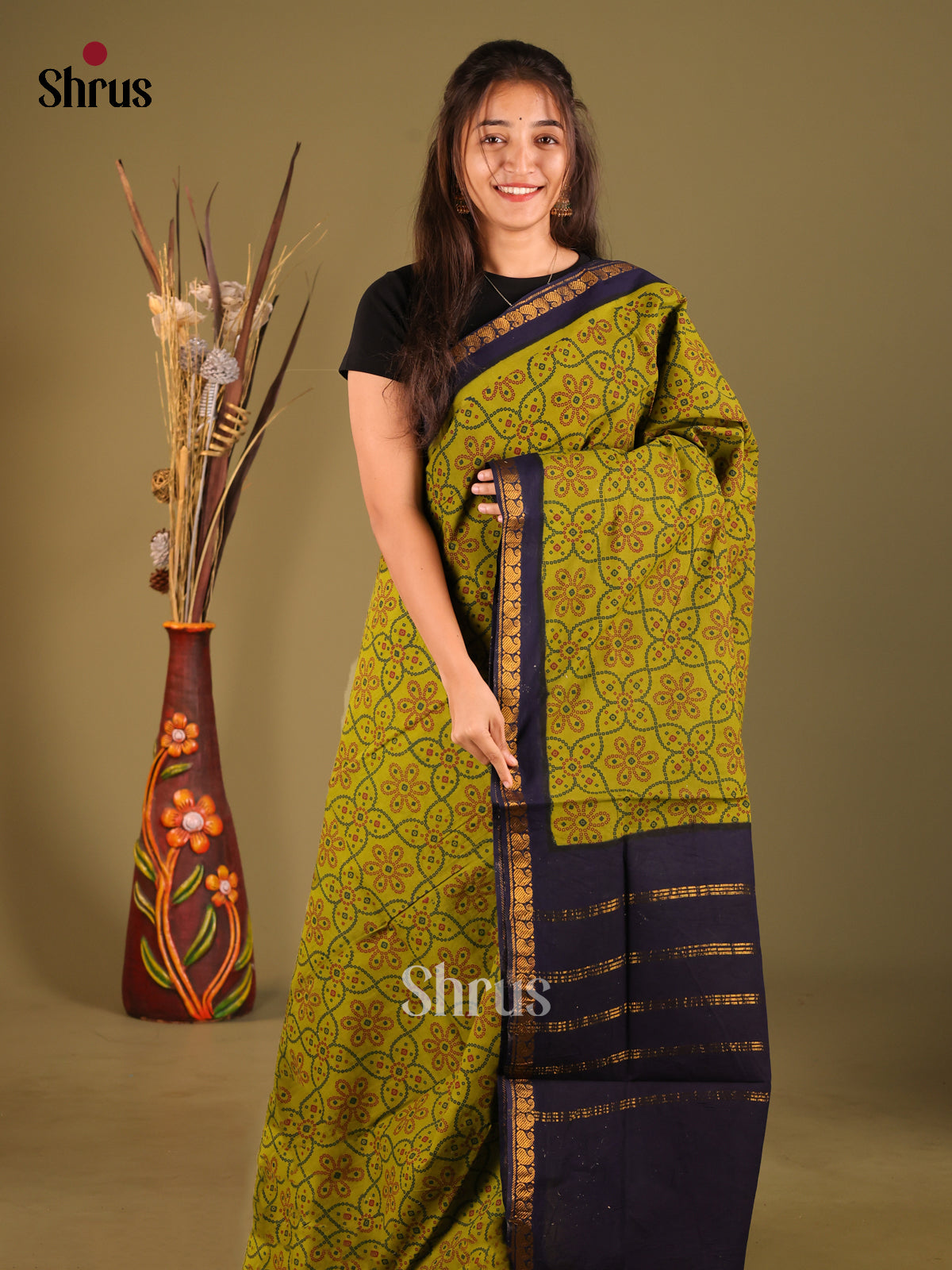 DHS11045 - Sungudi Cotton Saree - Shop on Shrus.com