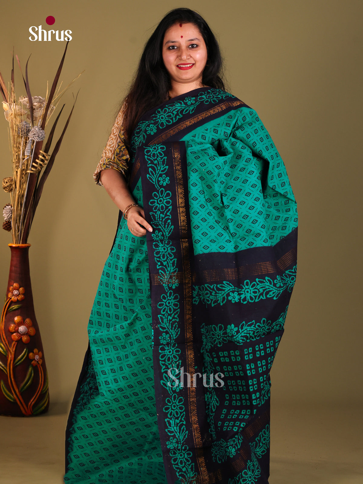 Green & Blue - Sungudi Cotton Saree - Shop on Shrus.com
