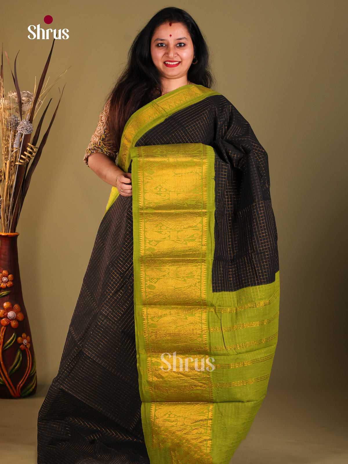 Black & Green - Sungudi Cotton Saree