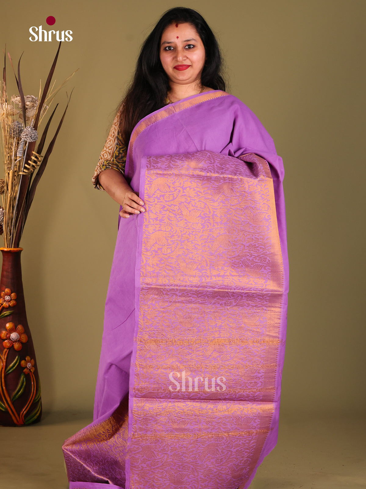 Lavender - Sungudi Cotton Saree - Shop on Shrus.com