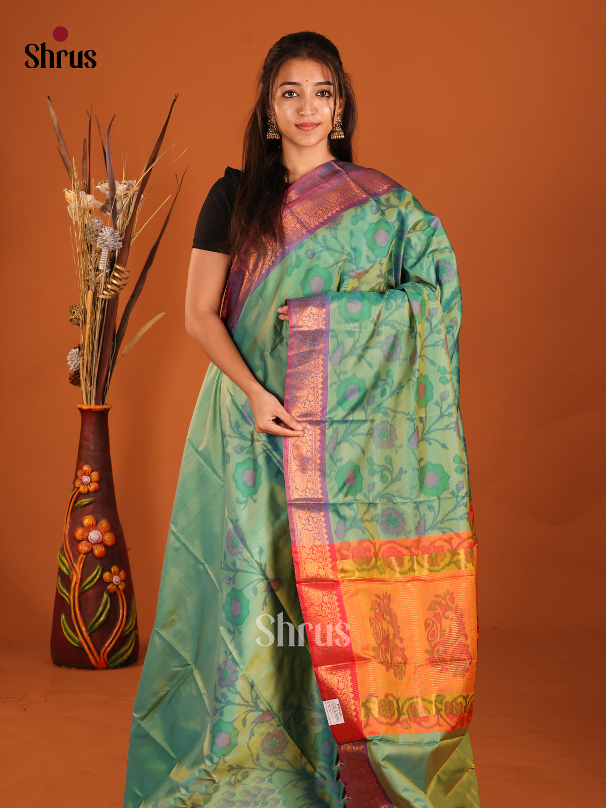 DHS11261 - Semi Pochampally Saree - Shop on Shrus.com