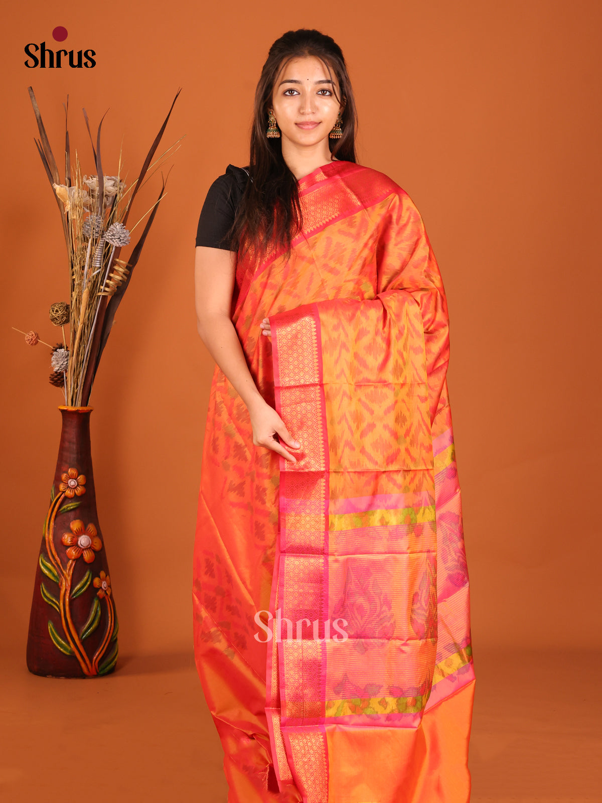 DHS11348 - Semi Pochampally Saree - Shop on Shrus.com