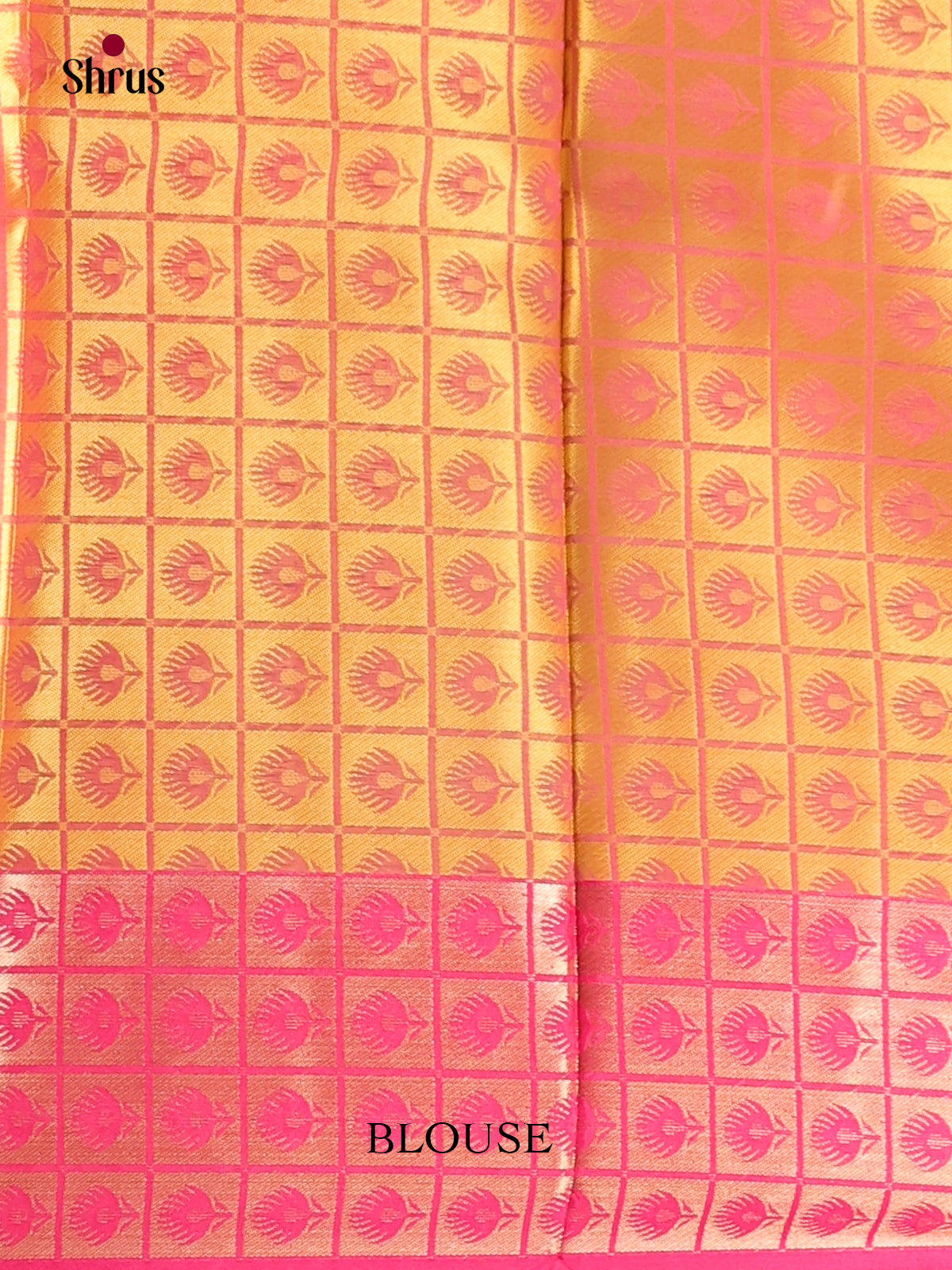 Yellow  & Pink - Tanchoi Semi Silk Saree - Shop on Shrus.com