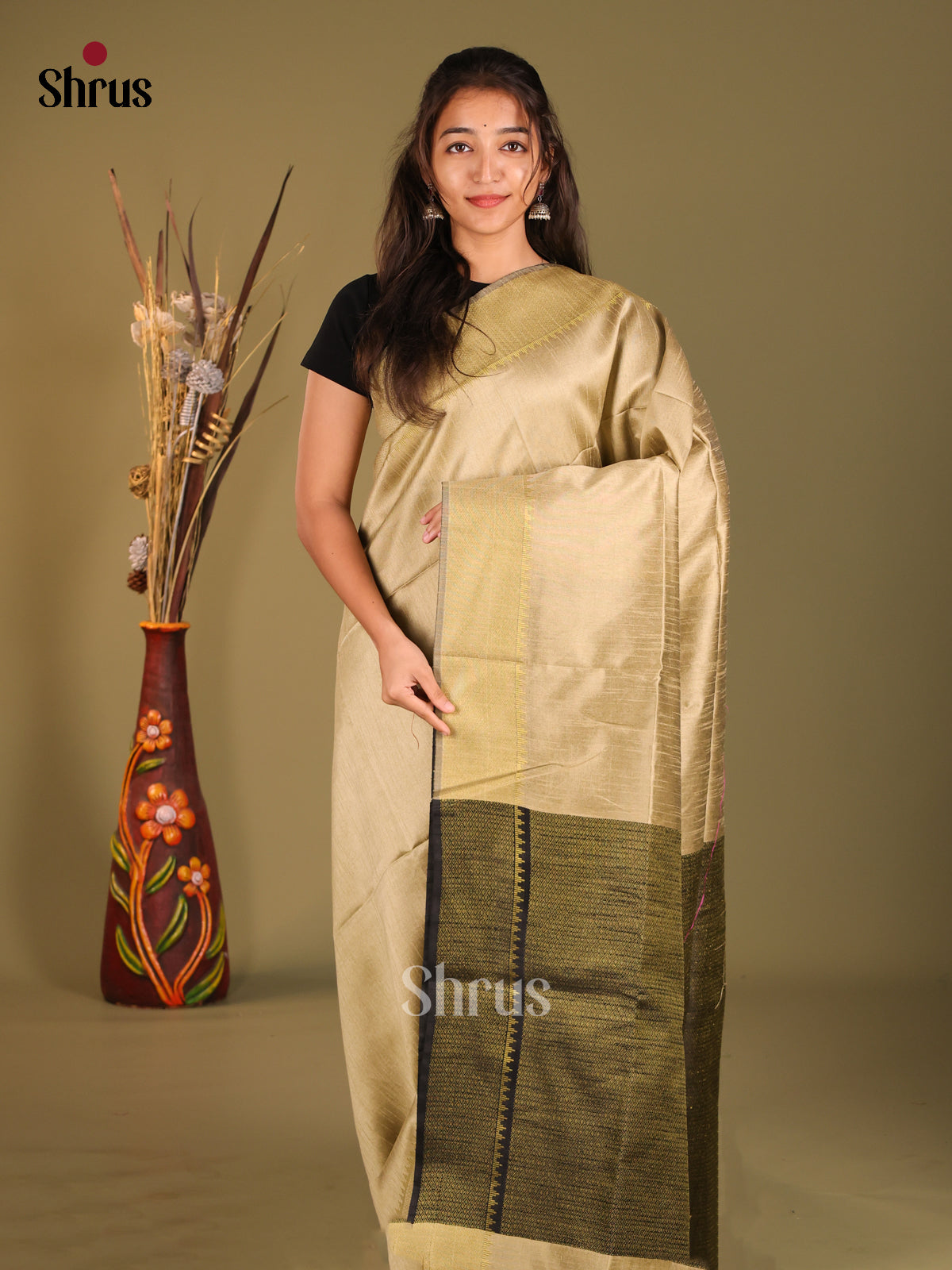 DHS11431 - Semi Rawsilk Saree - Shop on Shrus.com