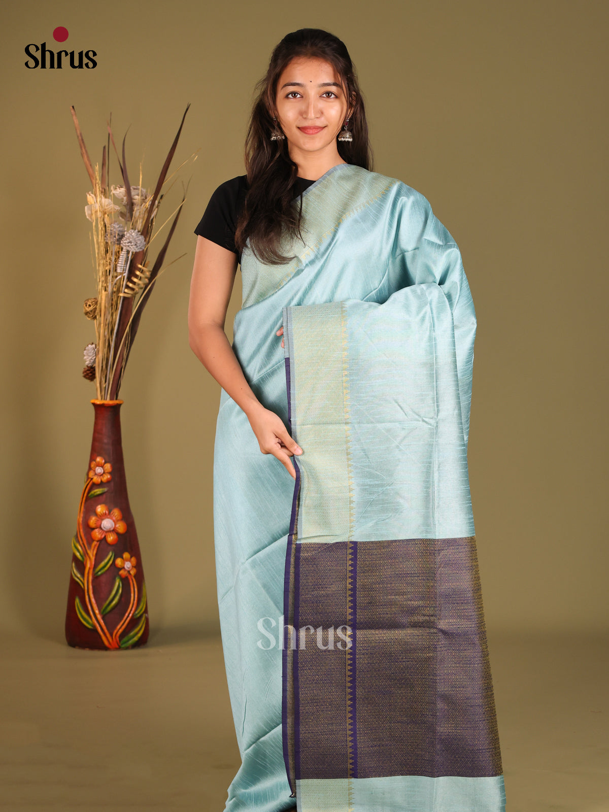 DHS11432 - Semi Rawsilk Saree - Shop on Shrus.com