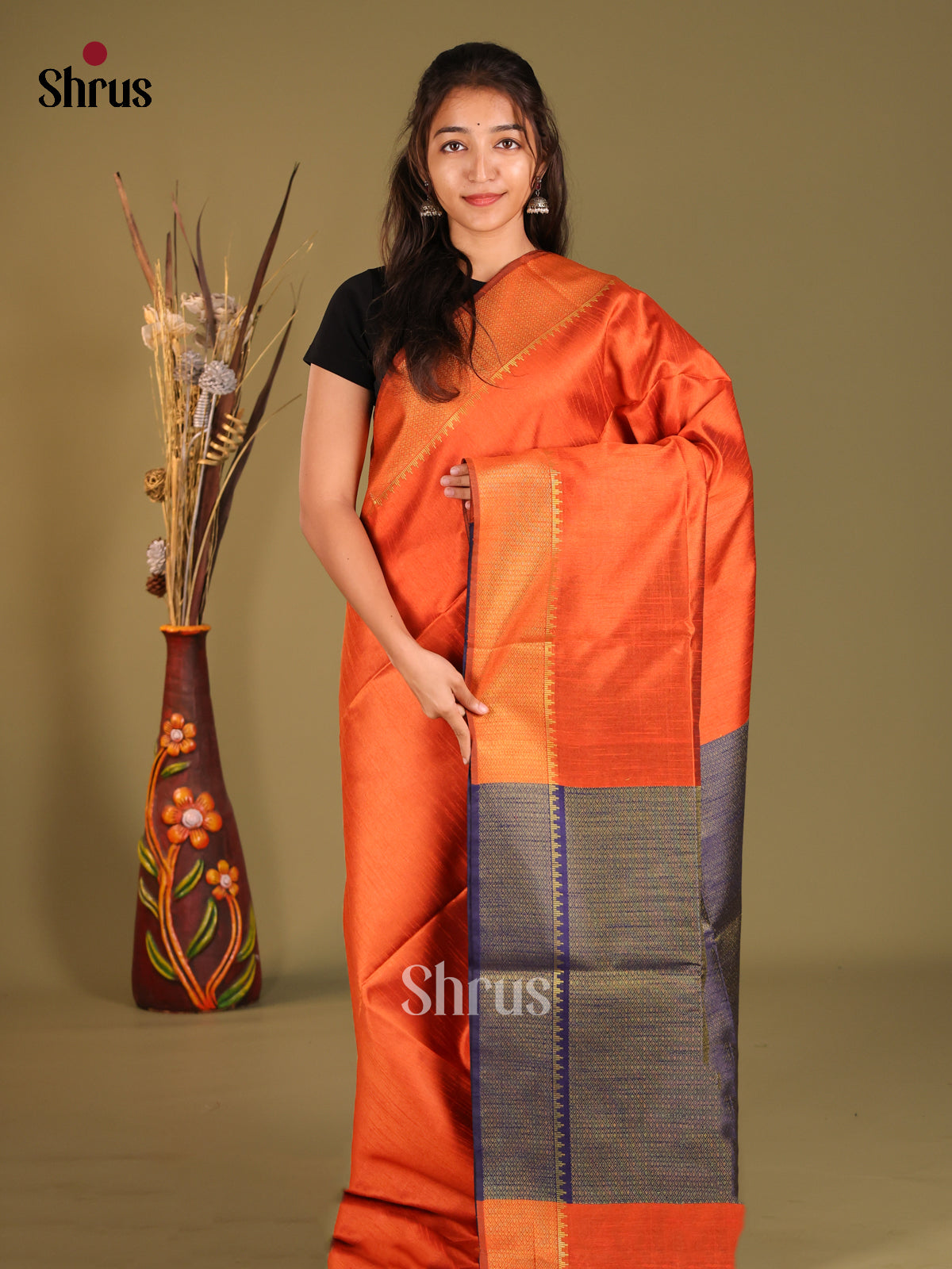 DHS11437 - Semi Rawsilk Saree - Shop on Shrus.com