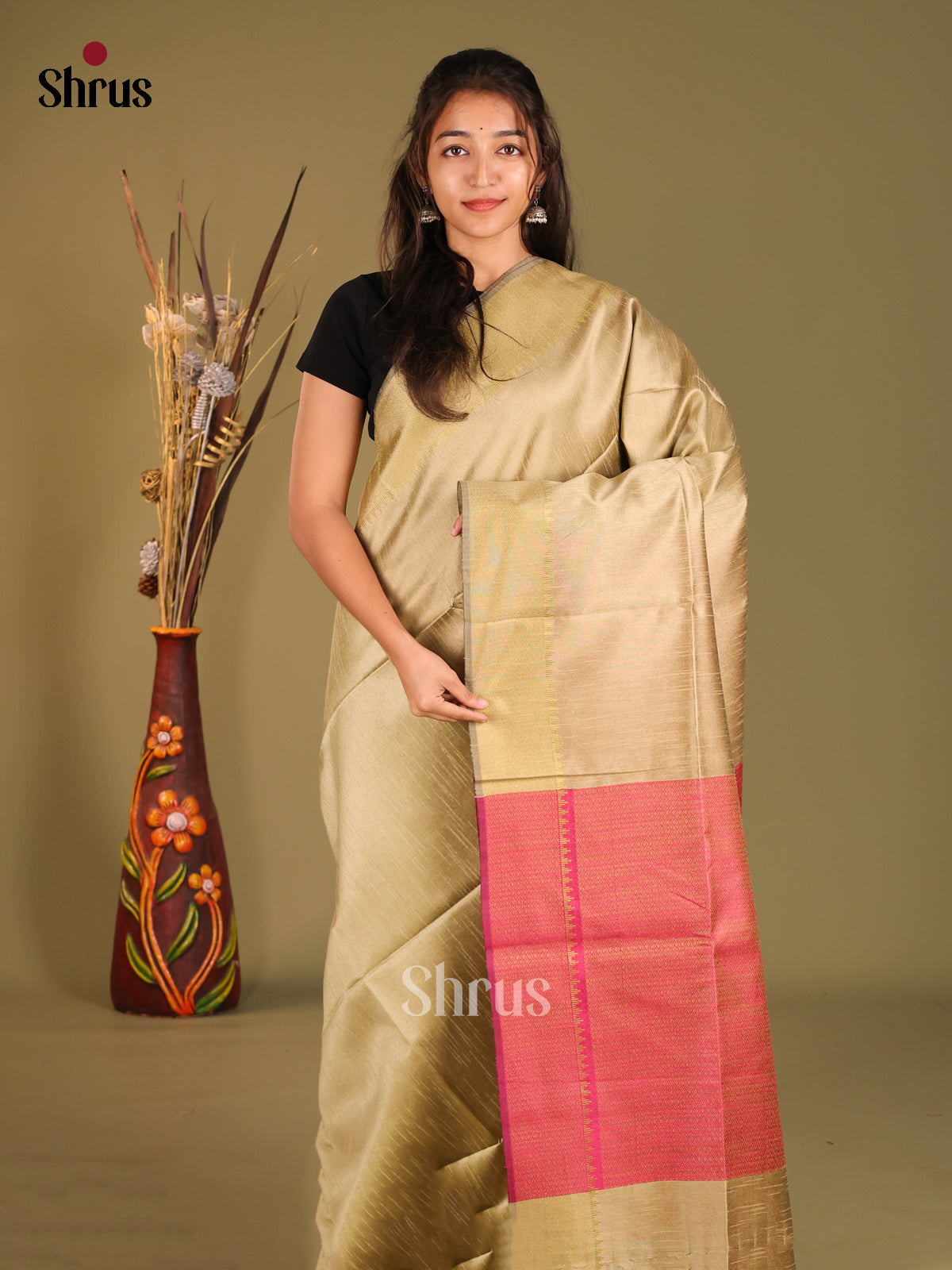 DHS11440 - Semi Rawsilk Saree - Shop on Shrus.com