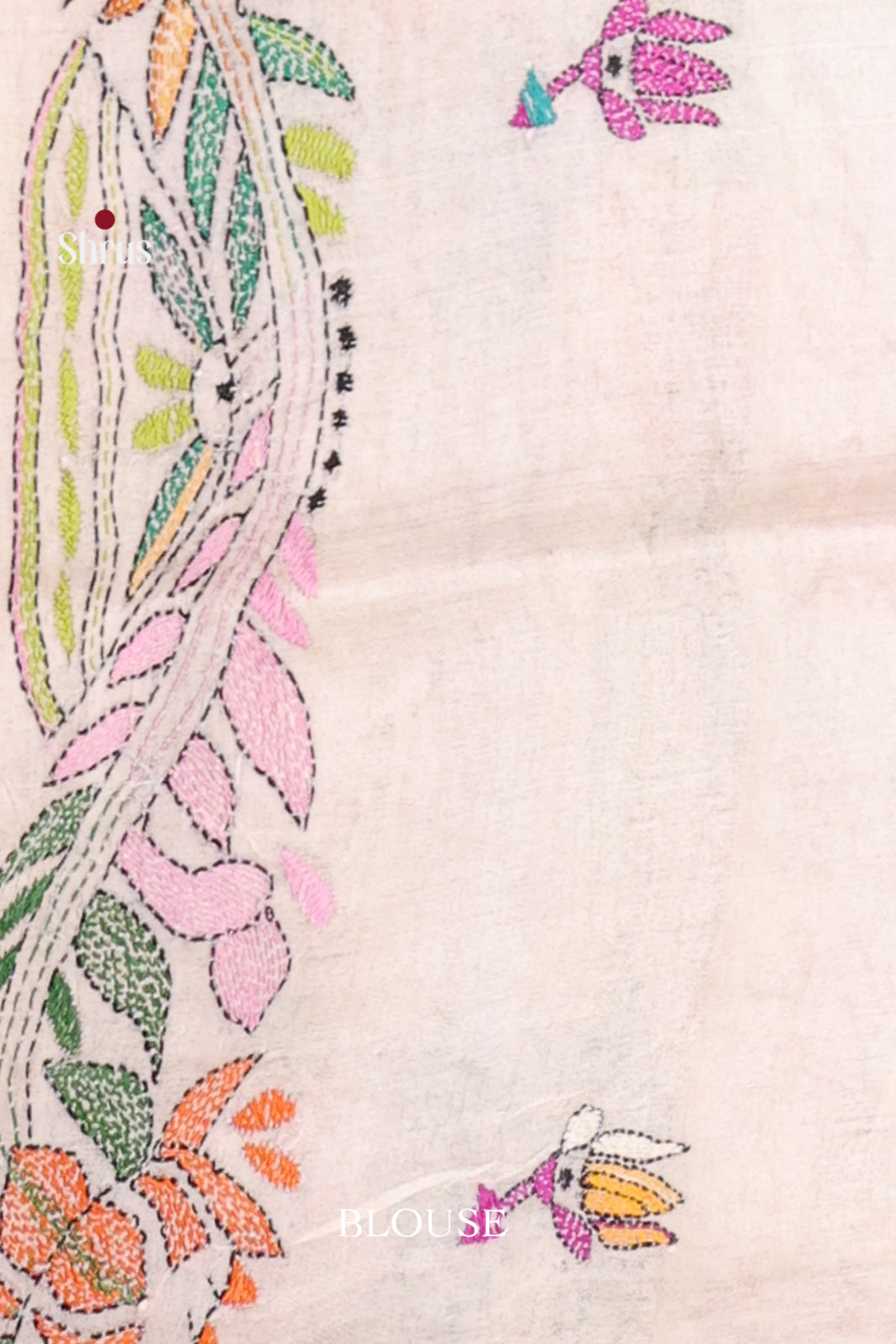 Cream(Single Tone) - Tussar Saree