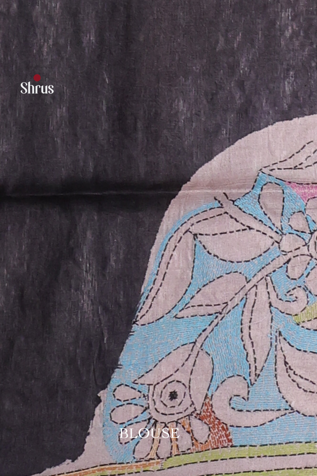 Elegant Blue Tussar Silk Saree with Floral Embroidered Border & Pallu