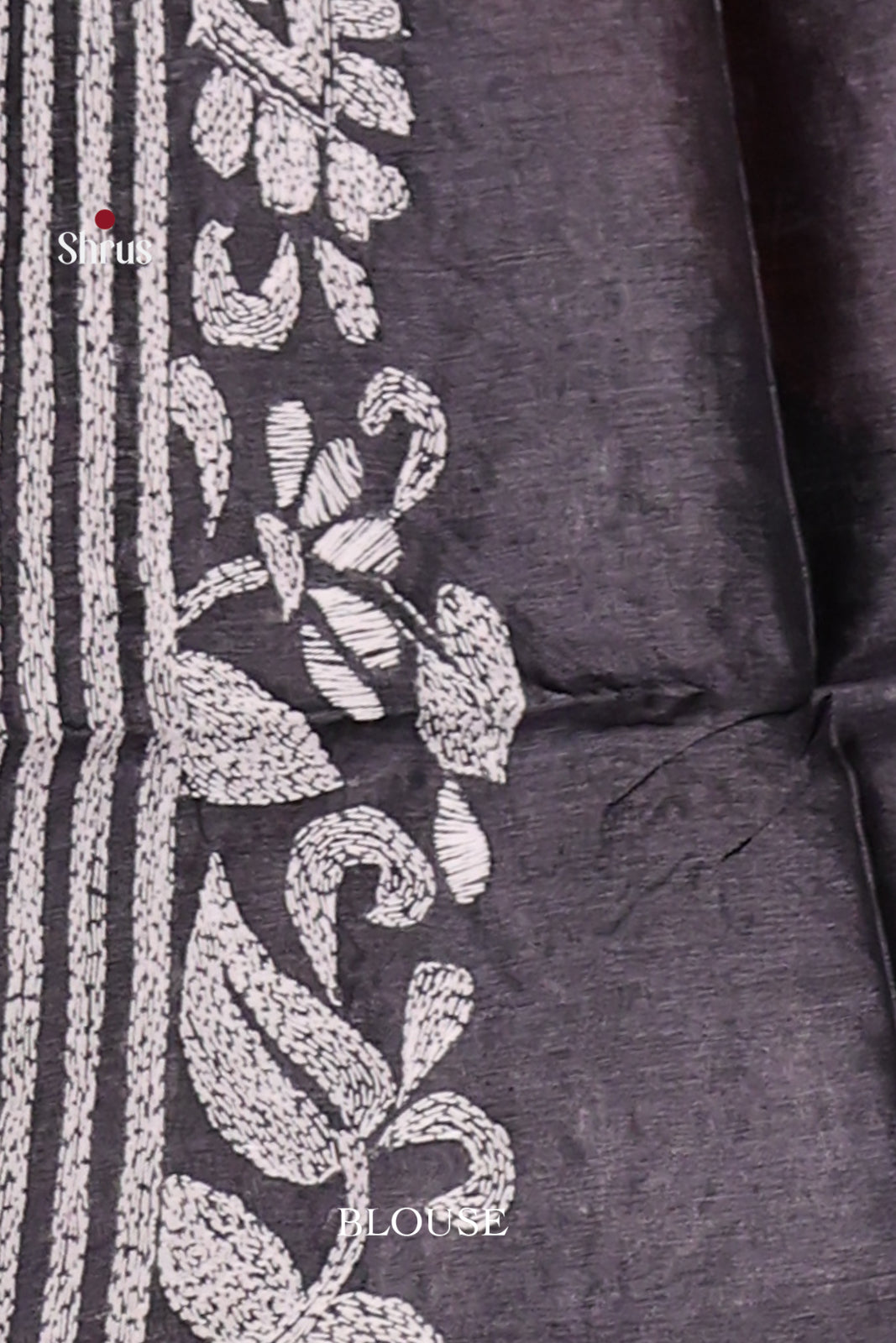 Elegant Black Tussar Silk Saree with Red Pallu and Artistic Motifs