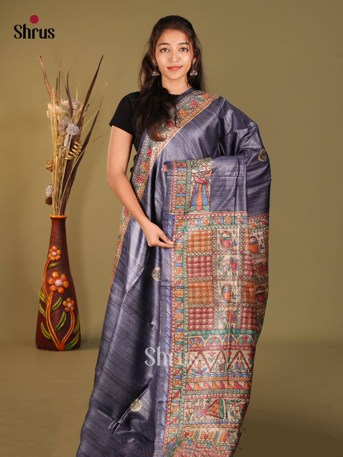 Versatile Violet Tussar Silk Saree with Multicolor Traditional Pallu