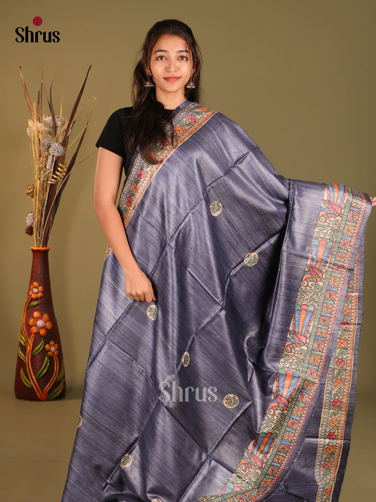 Versatile Violet Tussar Silk Saree with Multicolor Traditional Pallu