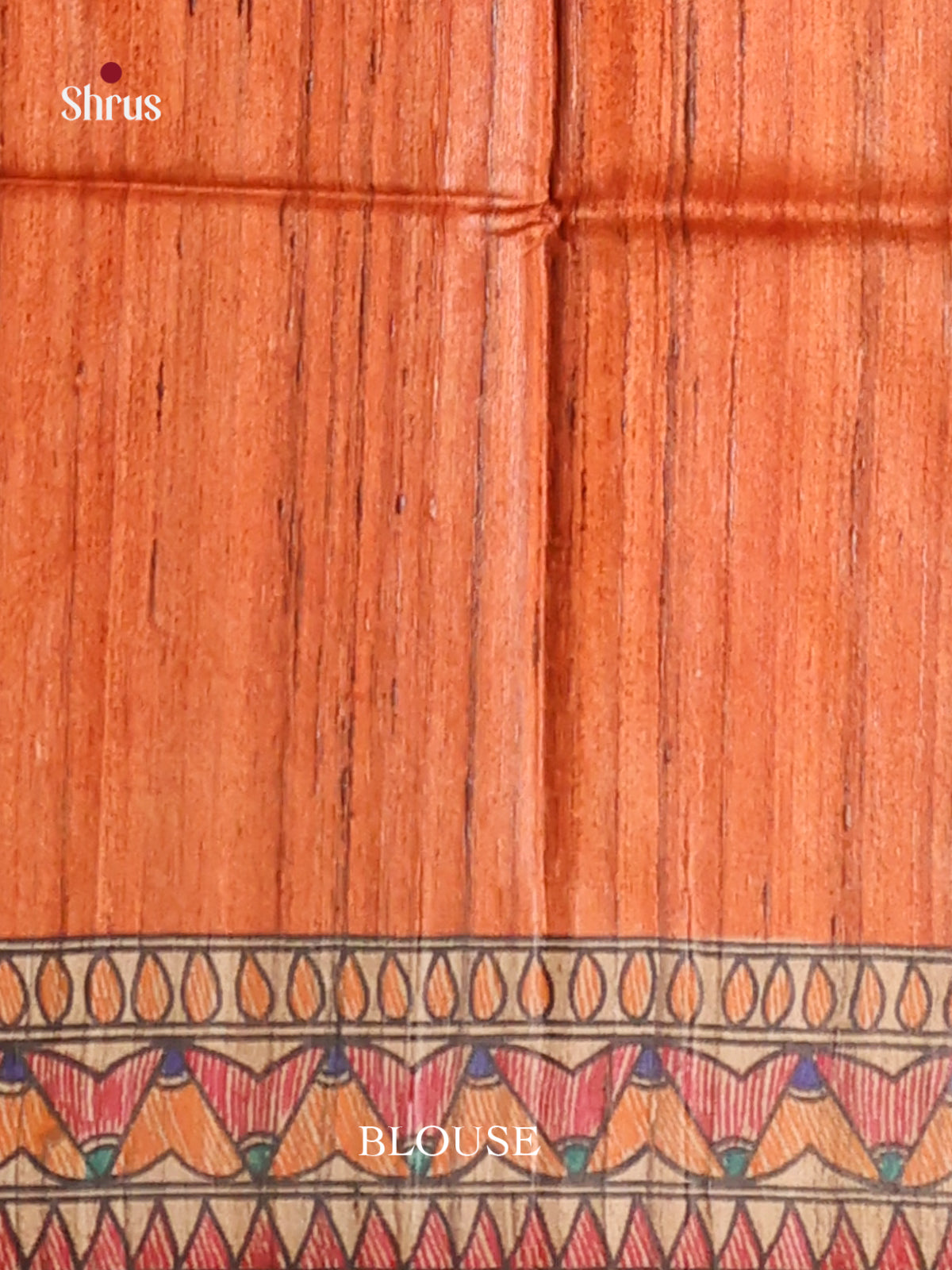 Timeless Rust Orange Tussar Silk Saree with Hand-Painted Madhubani Motifs - Shop on Shrus.com