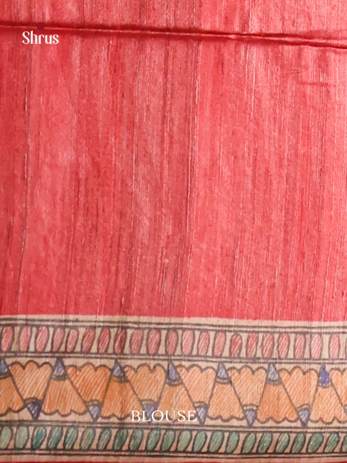 Lustrous Rust Tussar Silk Saree with Multicolor Folk Art Pallu - Shop on Shrus.com