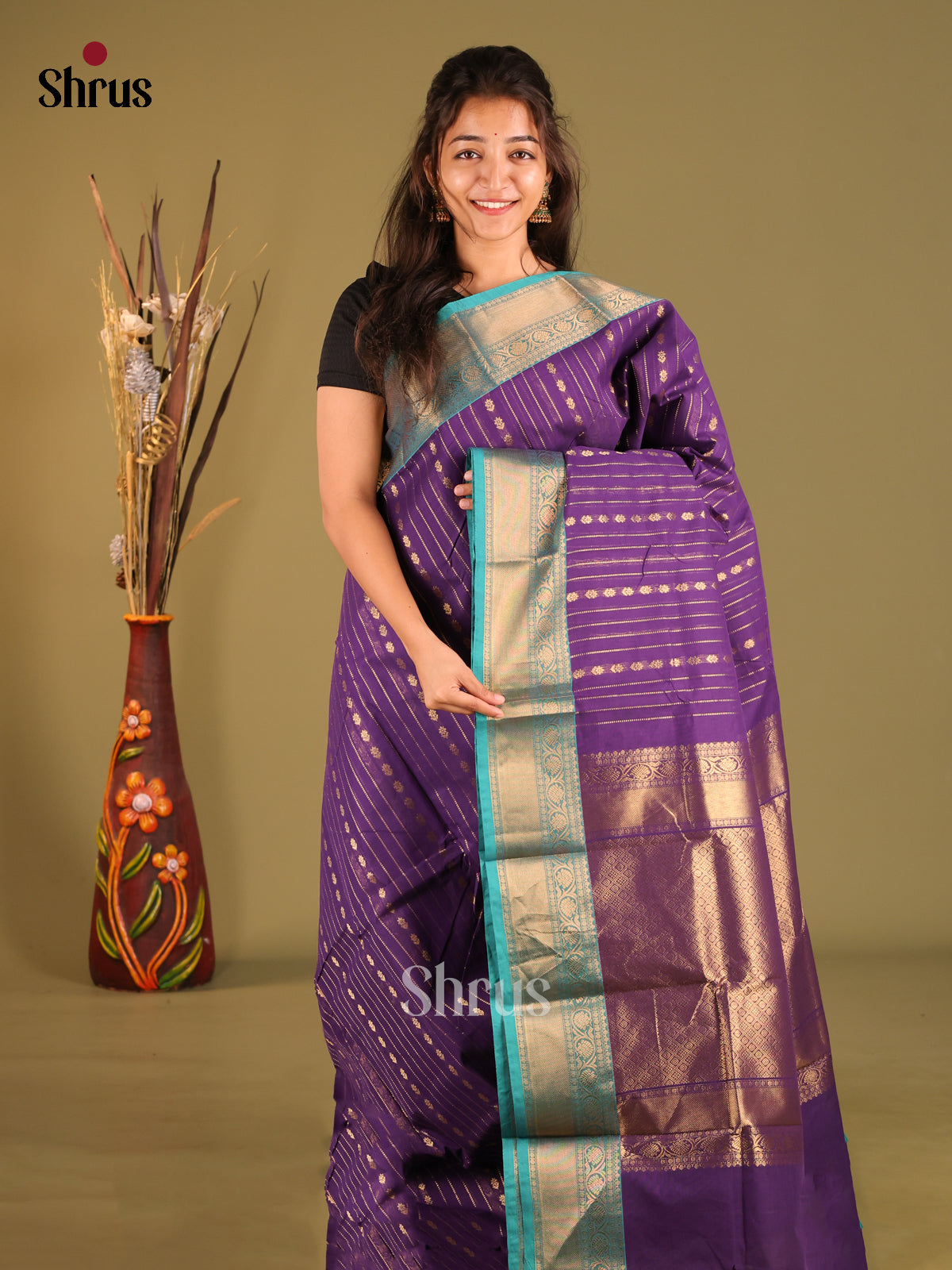 Violet & Blue- Chettinad Cotton Saree