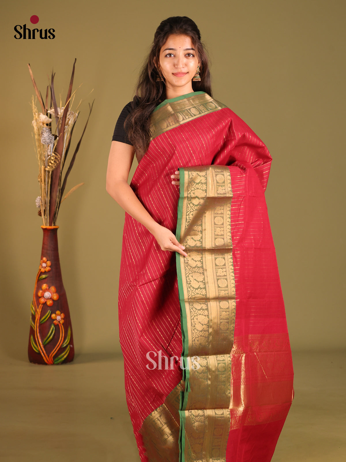 Red & Green - Chettinad Cotton Saree