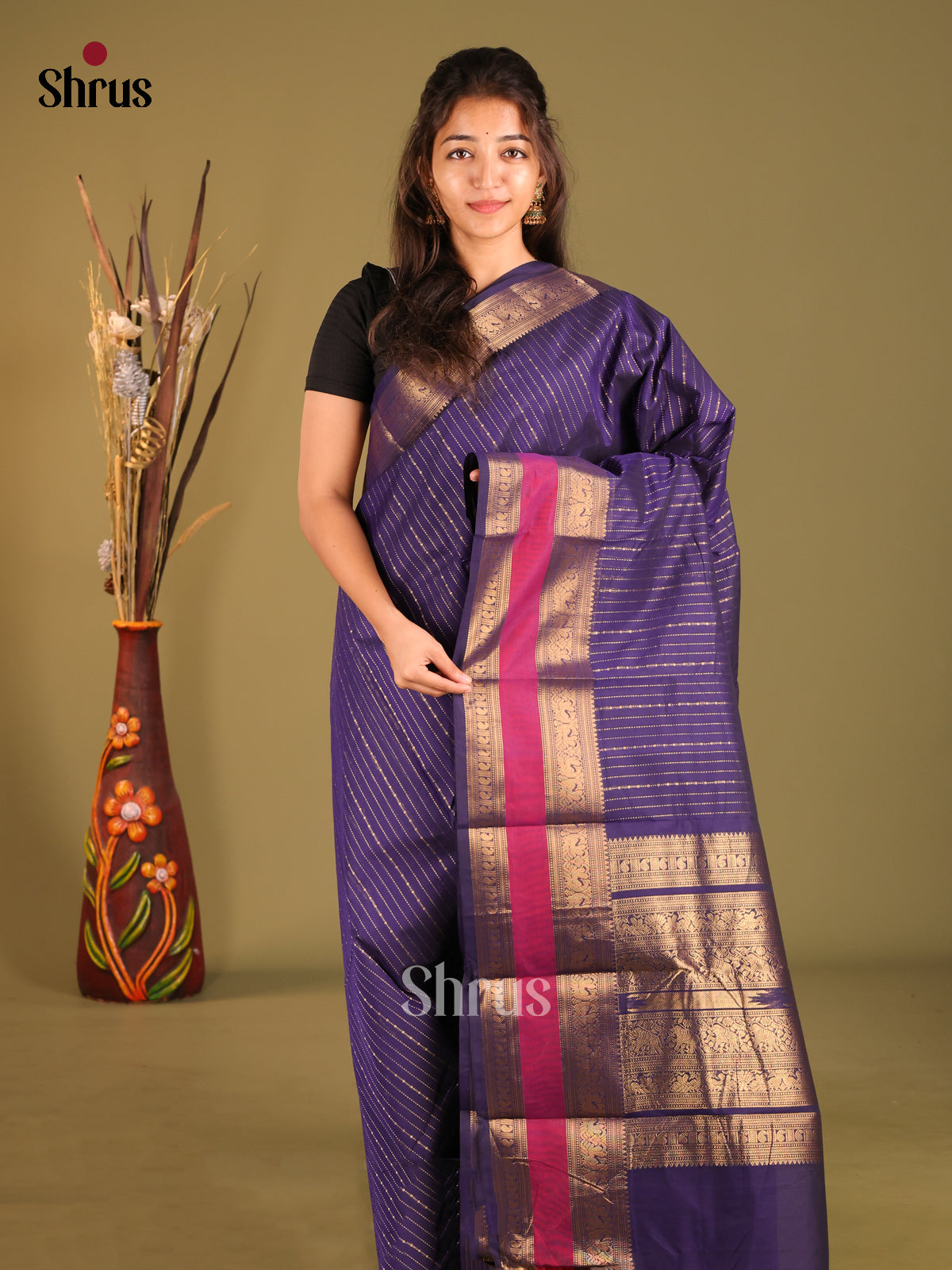 Violet & Pink - Chettinad Cotton Saree