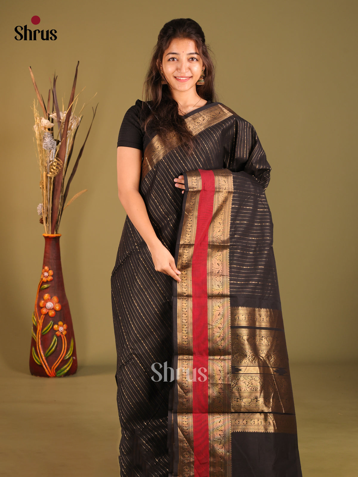 Black & Red- Chettinad Cotton Saree