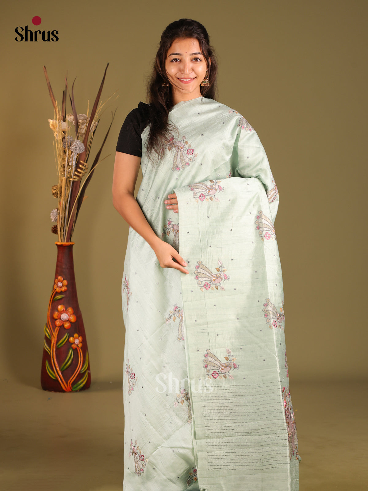 Pastel Green - Semi Rawsilk Saree