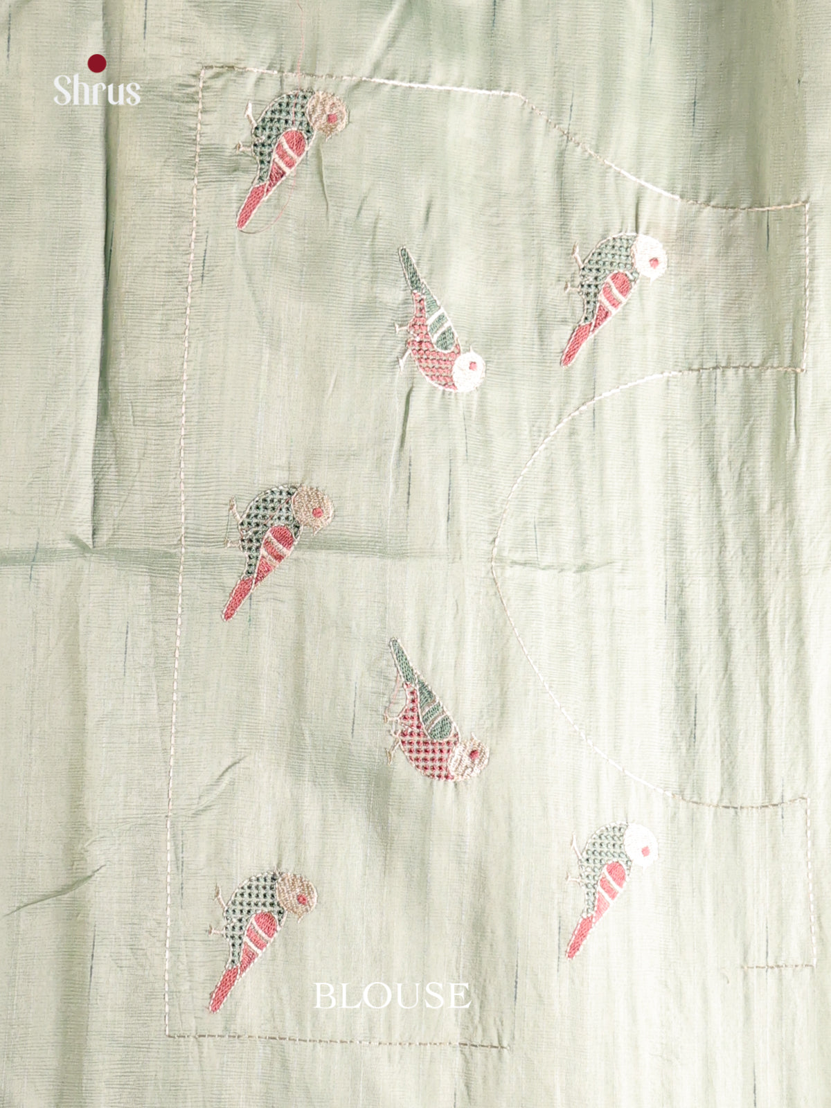 Mint Green - Semi Rawsilk Saree - Shop on Shrus.com