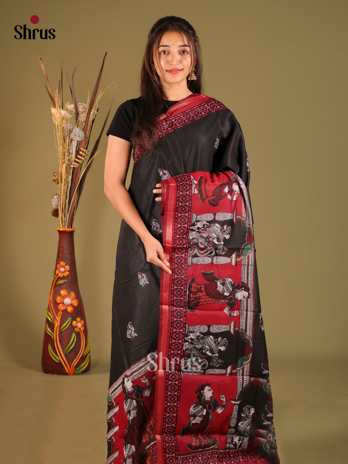 Black & Red - Art Modal Saree