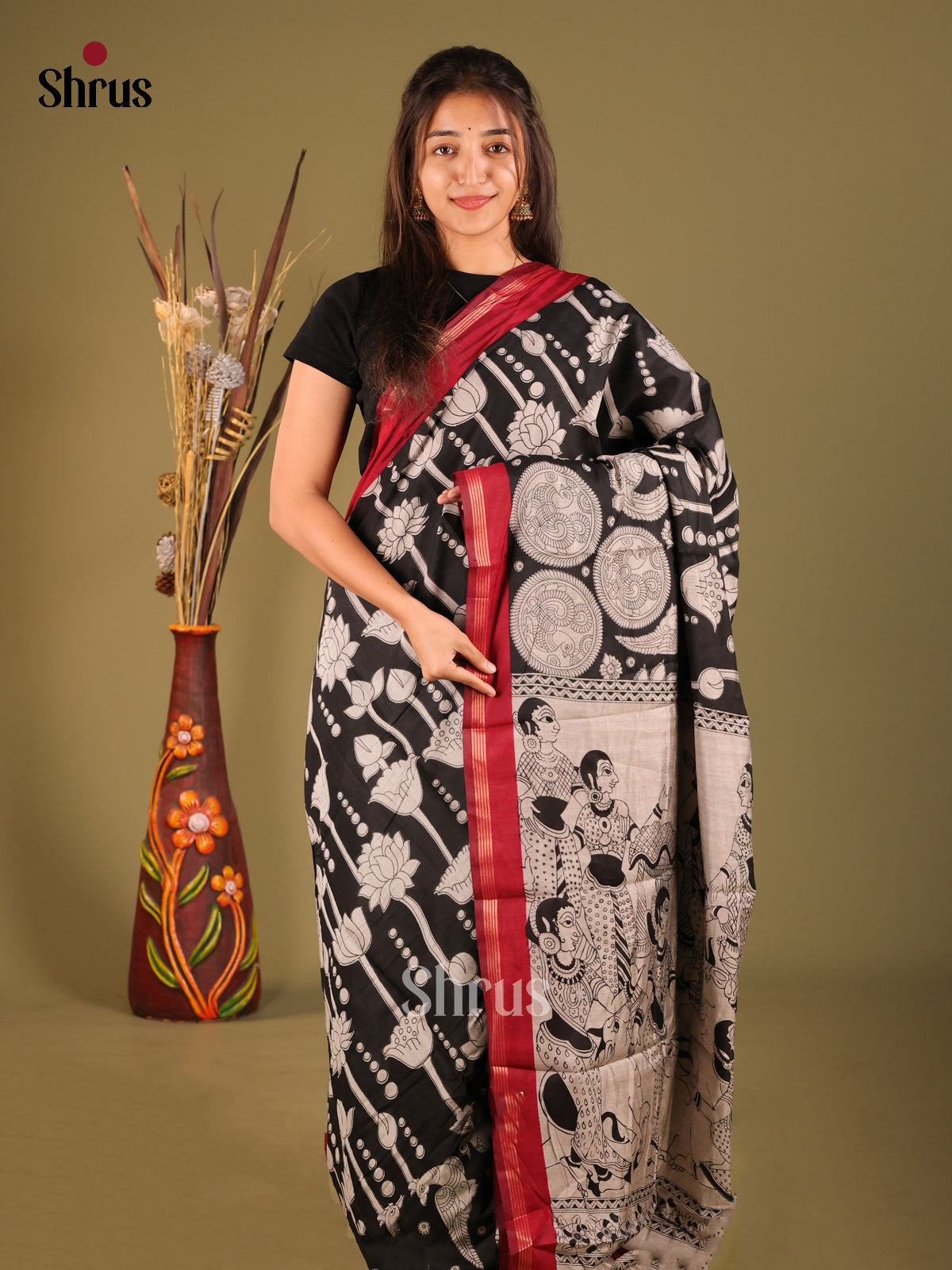 Black & Red - Art Modal Saree