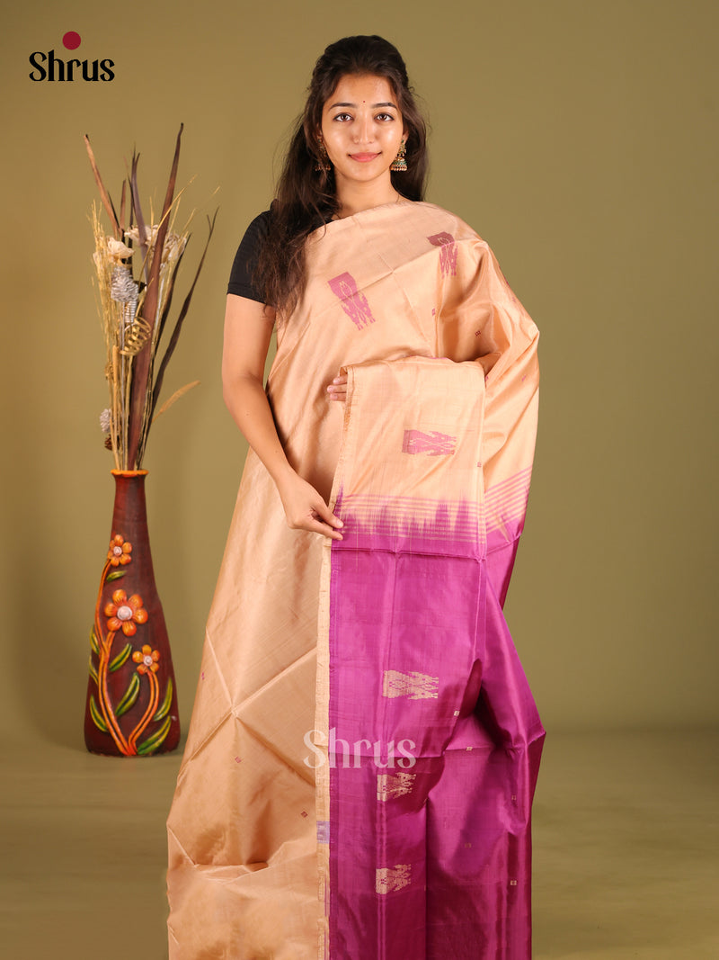 Beige Vaazhai Naar (Banana Pith) Saree with Small